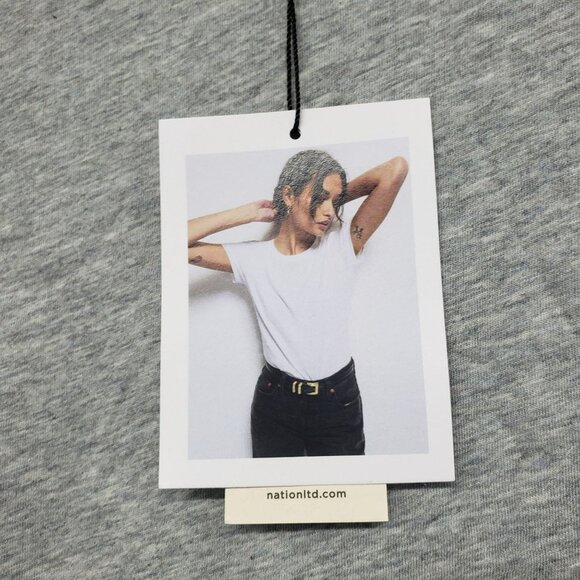 NWT Nation Los Angeles Goldie Crew Neck Top Gray Peru Pima Cotton Organic - Picture 4 of 9